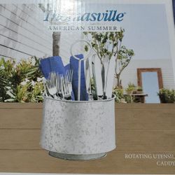 Thomasville Galvanized Metal  Rotating Utensil Holder 