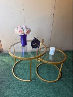 GLASS SIDE TABLES SET OF TWO