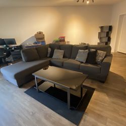 Mid Gray Sectional Couch With Chaise