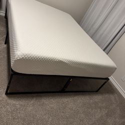 Queen, mattress, and bed frame