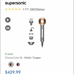 Super Sonic Dyson Hair Dryer No Box BRAND NEW