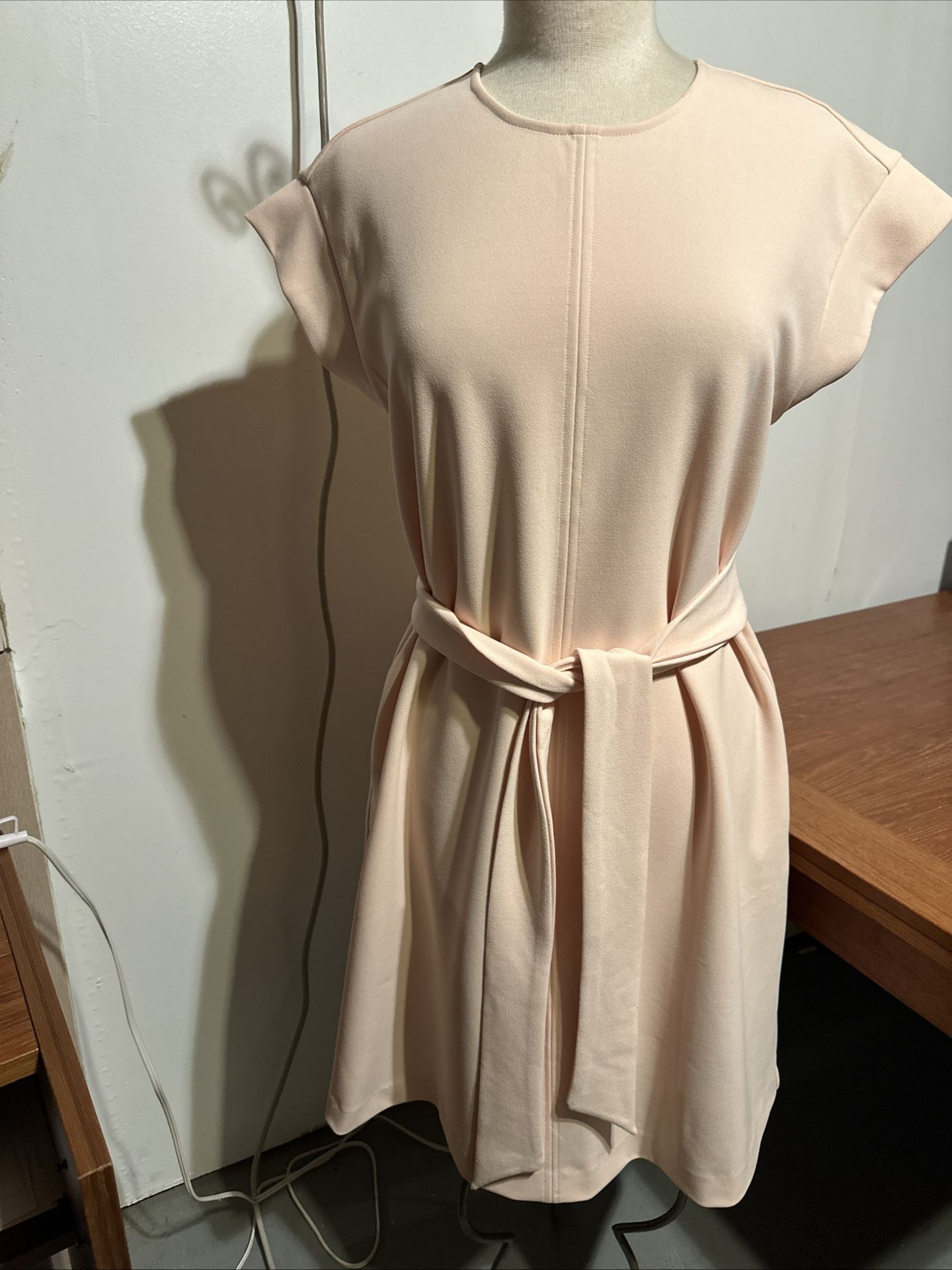 Dress A-line Belt Short Sleeve Cream Pockets Belt By Zoe And Claire Size M