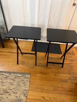 Set of 2 Black Folding Tray Tables