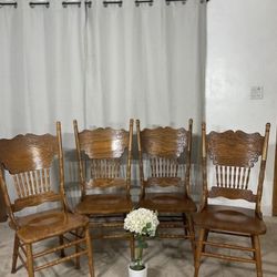 Press Back Chairs (4) SOLID OAK