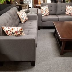 Brand New Gray Fabric 72" Sofa + 57" Loveseat 2PCs Set