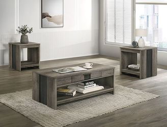 Coffee table set 3 pc Grey / Brown finish, New Especial price 
