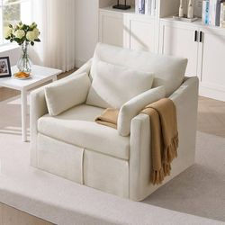 Accent Chair for Living Room, Slipcovered Chair with 3 Throw Pillows, Comfy Read