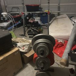 Full Home Gym Set – 400+ LBS Weights, Bench, Rack, Barbell