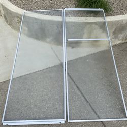 Two Sliding Shower Doors - Aluminum Framed Glass - 
