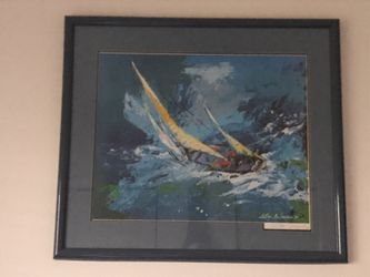 LEROY NEIMAN Signed 1992 Sailing Sailboat Print