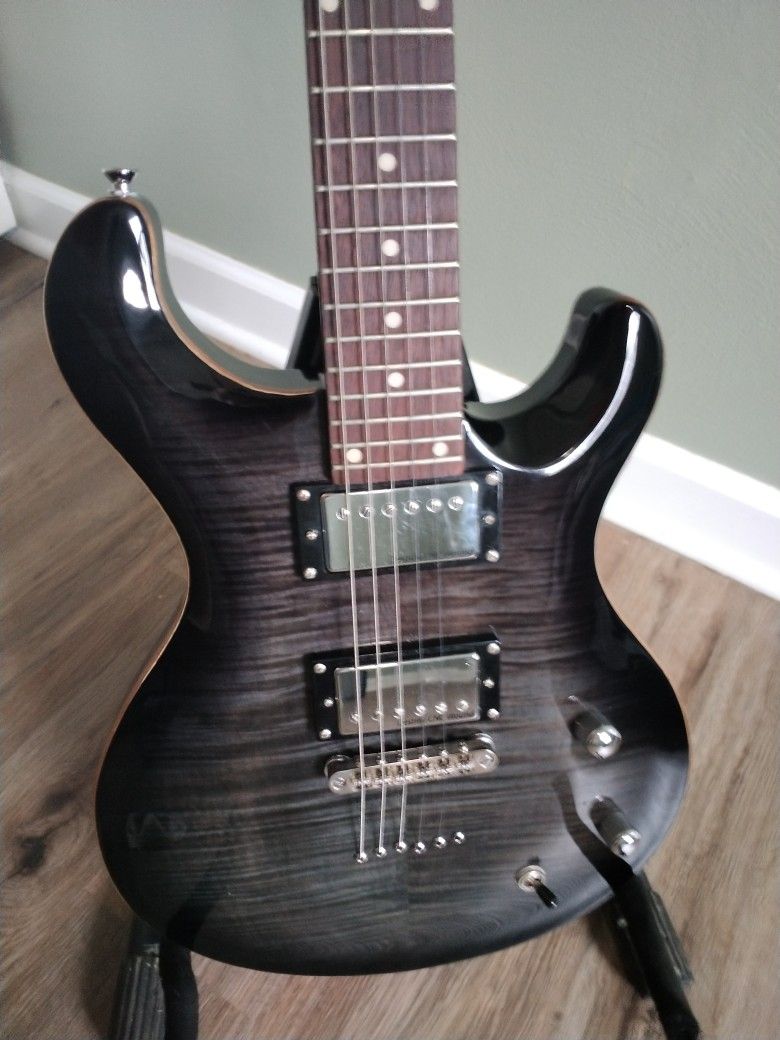 IYV 6 String IP-350 TBK PRS Solid-Body Electric Guitar, Trans Black

