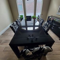 Black Glasstop Dining Table & Sideboard