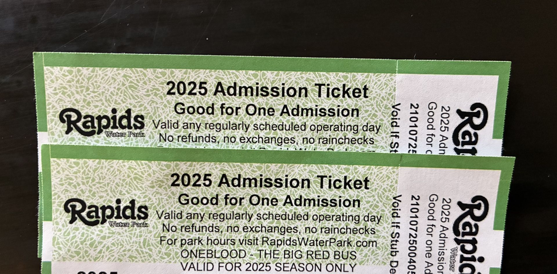 Rapids Water Park Tickets -$28 Each