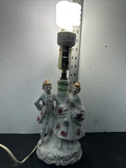 Vintage Boudoir Lamps Hand Painted Royal Japan Victorian Couple #Gl