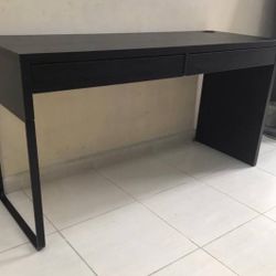 IKEA Black Wood Micke Computer Desk Study Table With 2 Drawers 