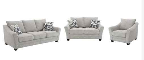 Tomkins 3 piece Boucle Upholstered Sofa Set Light Grey