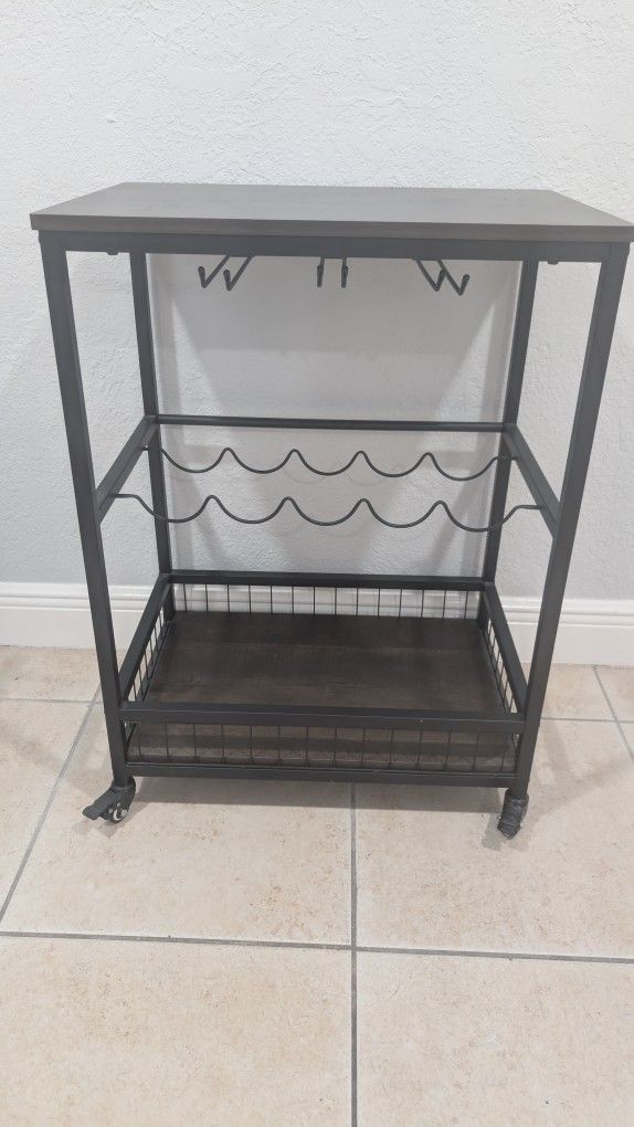 Wine & Glass Organizer/Cabinet Cart with Wheels
