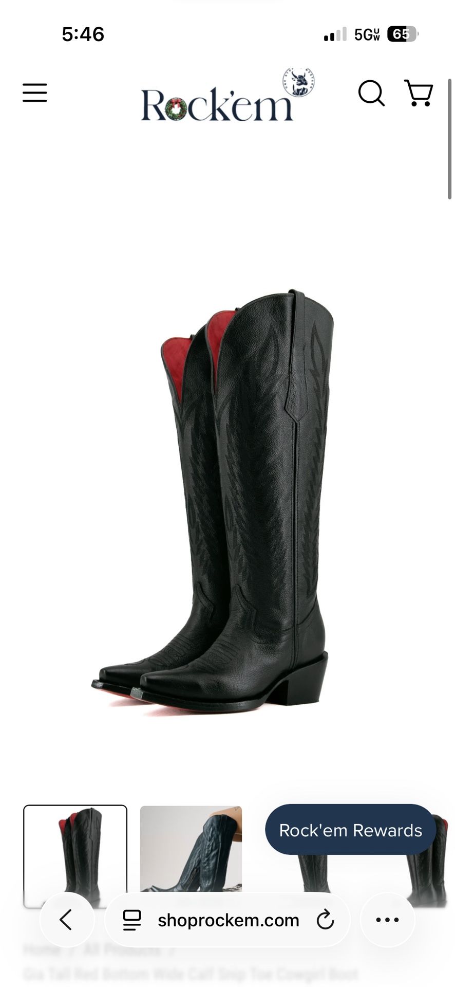 Gia Tall Red Bottom Wide Calf Snip Toe Cowgirl Boot