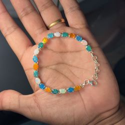 925 Sterling Silver Ethiopian Opal Bracelet – 8.2” Adjustable, Multicolor