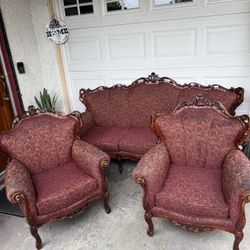 Vintage Victorian-Style 3-Piece Living Room Set