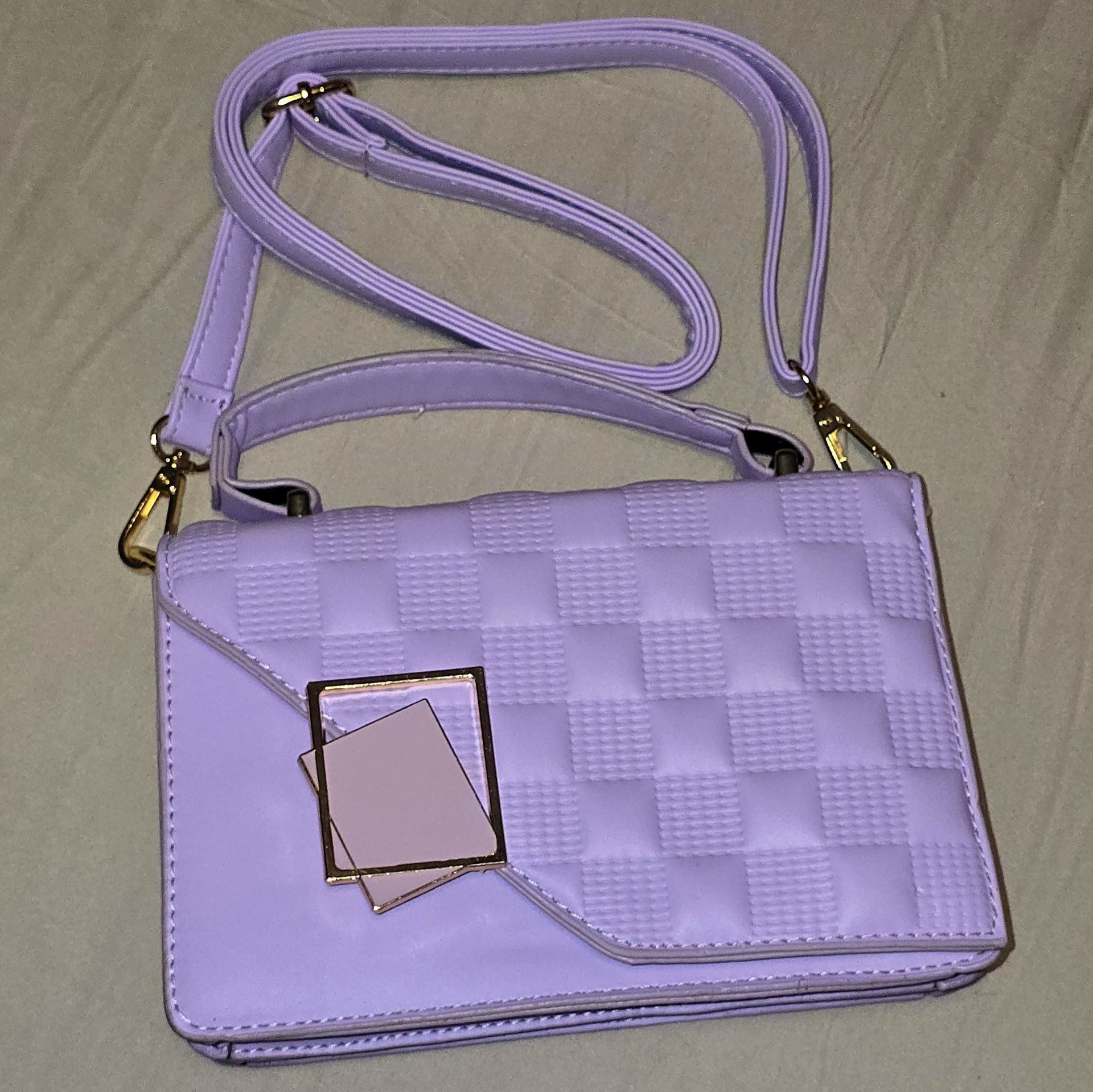 Y2K-Style Small Pastel Lavender Quilted Handbag