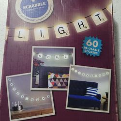 String Of Lights With Scrabble Sticker Letters