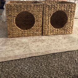 Rattan Cat Houses For Shelf