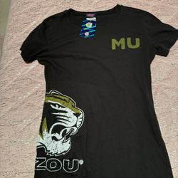 Nwt Womens Medium Mu Mizzou Tiger Black Gold Shirt 