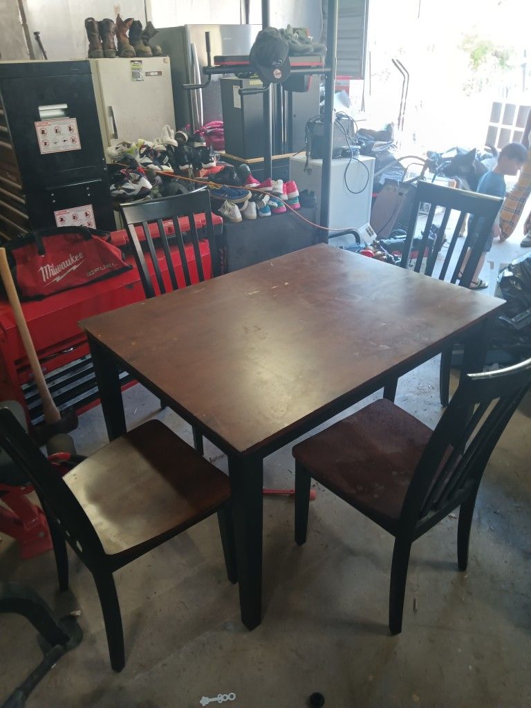 Wood Dining Table 4 Chairs