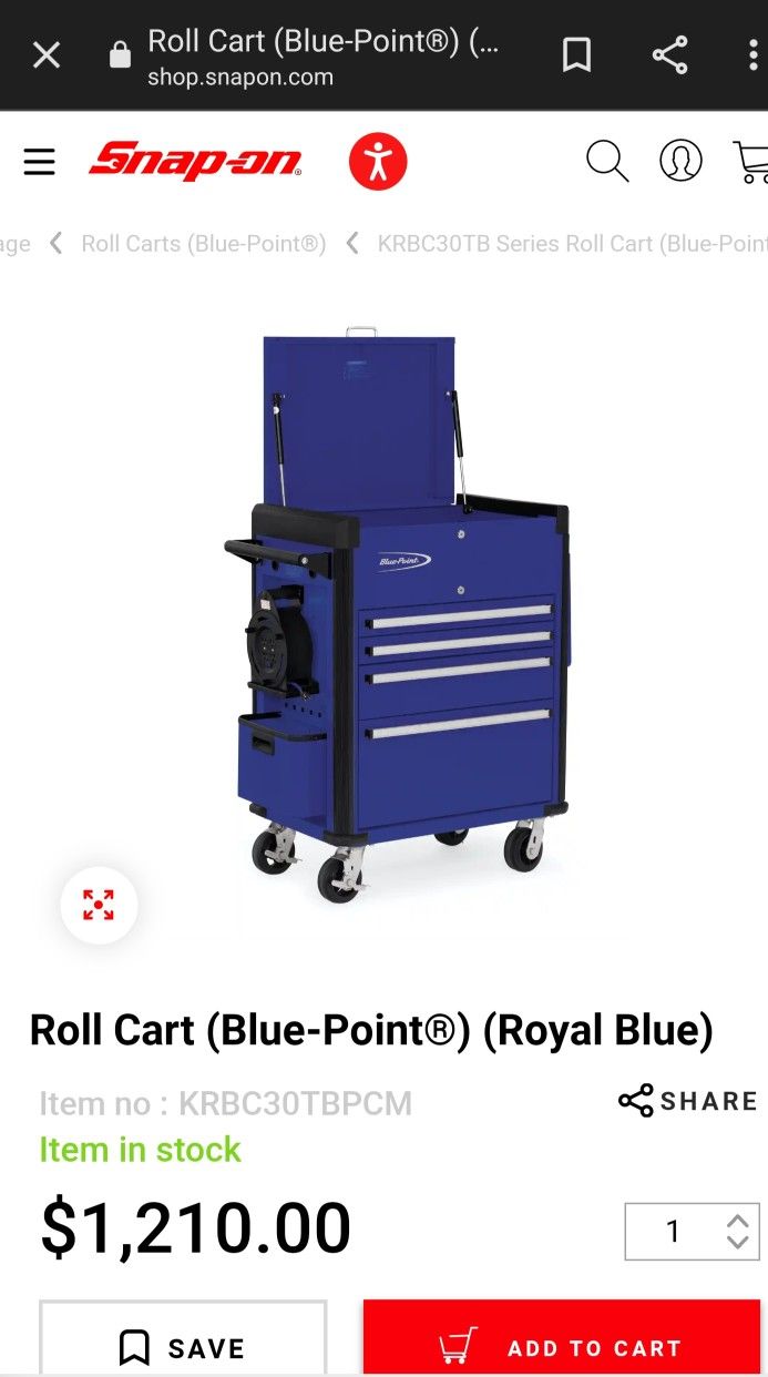 Blue Point Tool Box Snap On Tool Cart