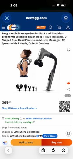 Long Handle Percussion Massage Gun with 5 Heads