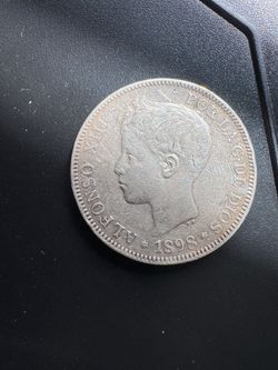 1898 SG V Spain 5 Pesetas Silver Coin Alfonso XIII 90% silver