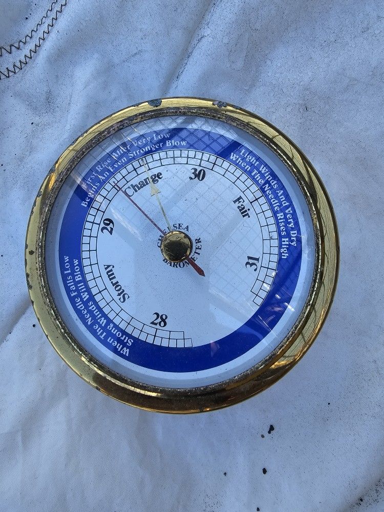 Chelsea Maritime Ship's Barometer Gold Brass Finish Nautical Stormy