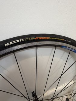 Rear bike wheel with Maxxis tire