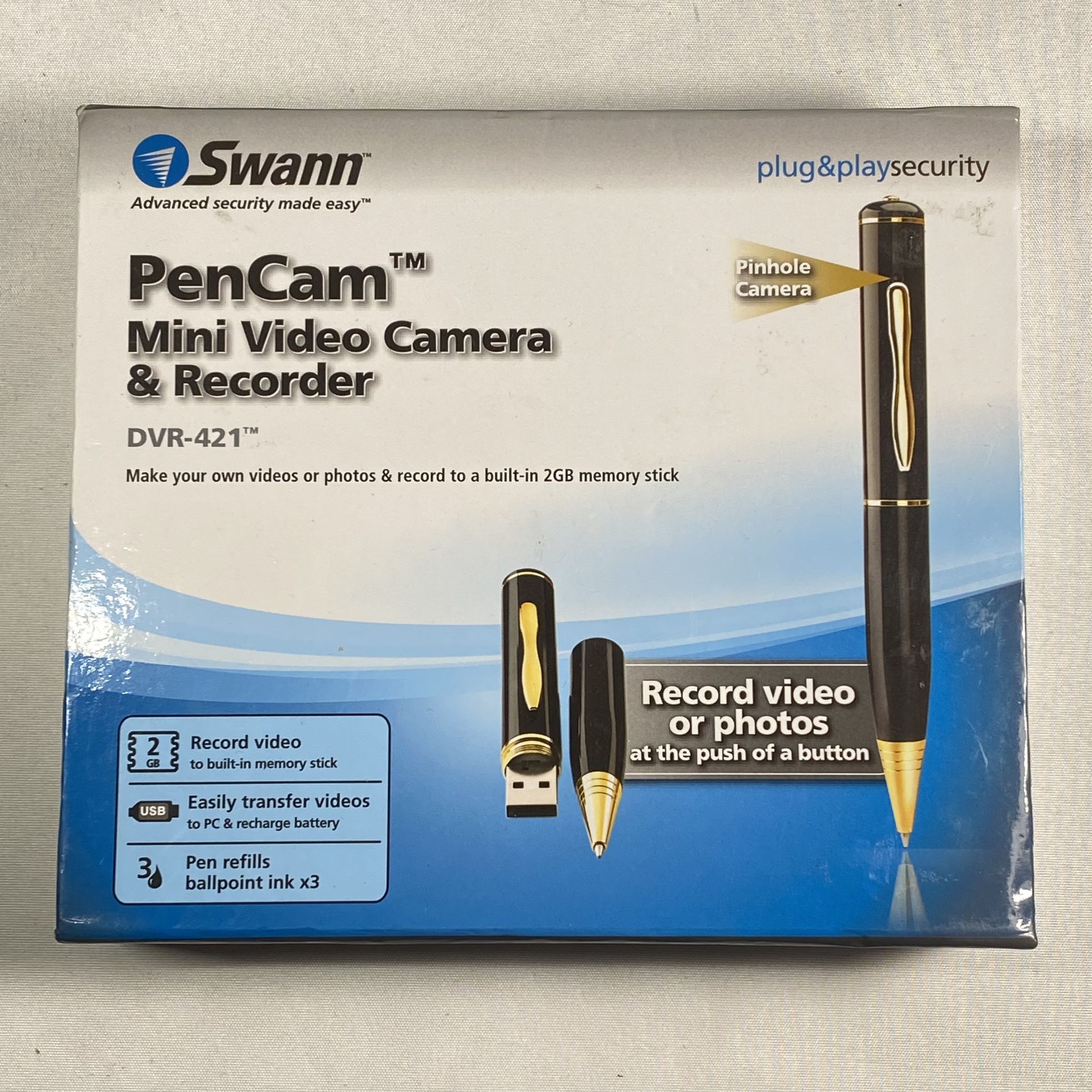 Mini Pen Cam Spy Video Camera & Recorder DVR-421 Swann 2 GB New
