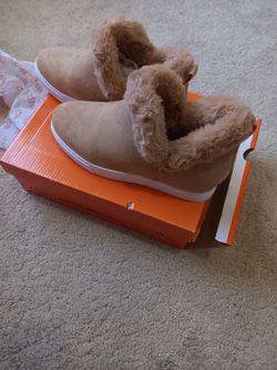 Tan wedge ankle boots - size 9