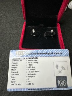 IGS Certified 925 Sterling Silver Moissanites