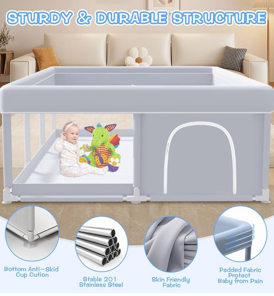Baby Playpen Grey Color. BPA free
