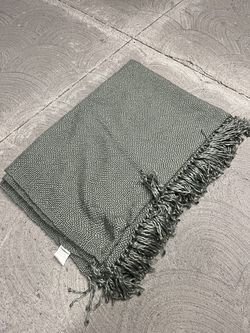 Crate & Barrel Knit Throw Blanket with Fringe