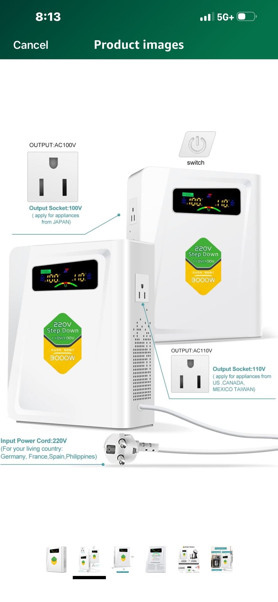 Power Converters 220v to 110v Step Down Transformer Voltage 3000w, No Noise, Ten Protection Functions, Suit for Air Fryer, Coffee Maker,for US Applian