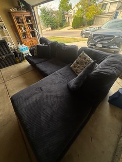 Navy blue L section couch
