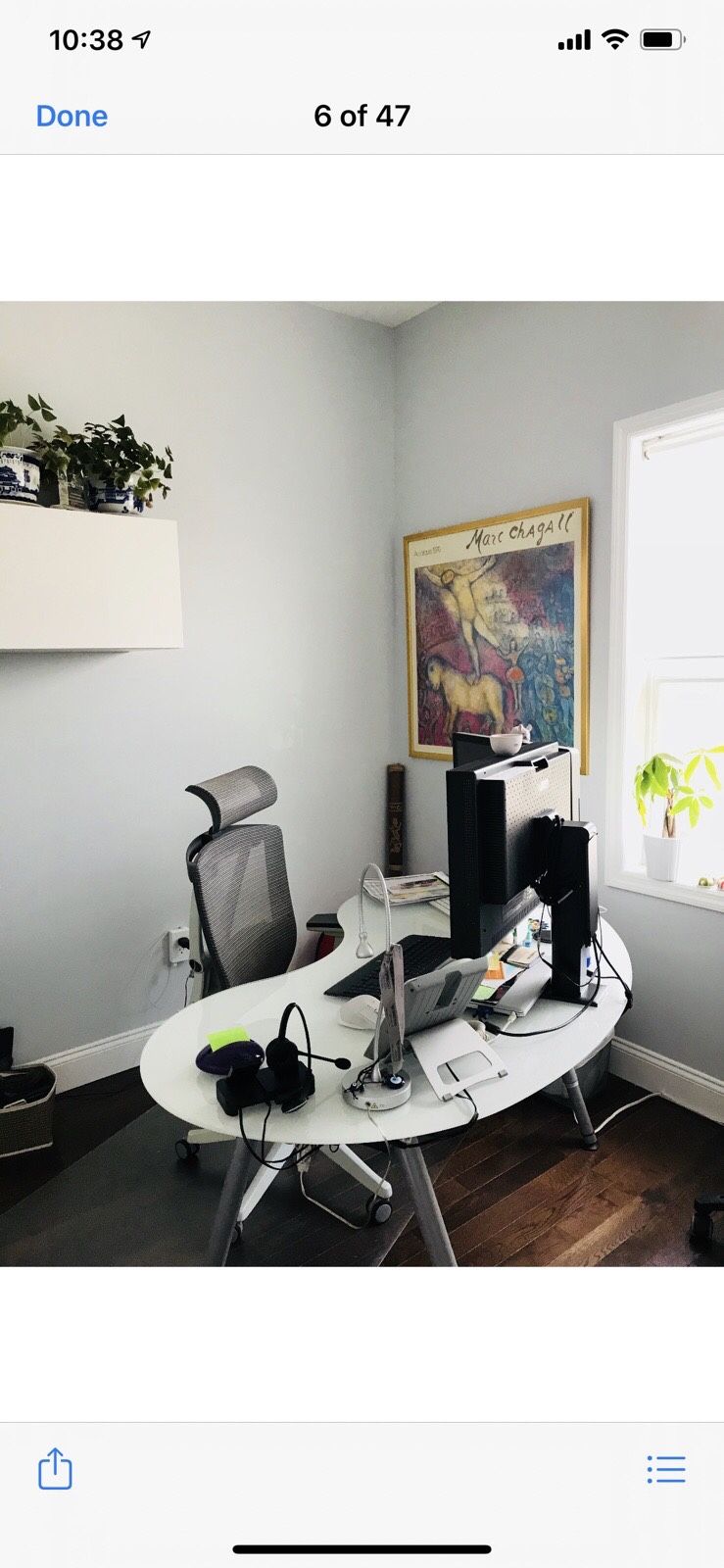 IKEA frosted glass kidney shaped computer table. for Sale in Alexandria