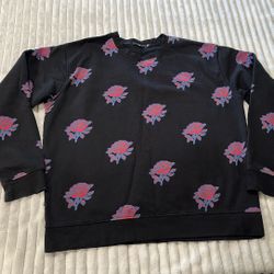 Obey Pullover Sweatshirt With Red And Blue Rose Print 
