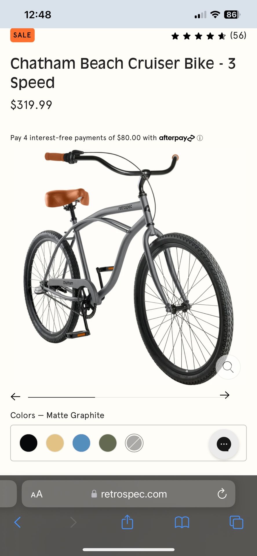 Grey Beach Cruiser Bike 26” By Retrospec
