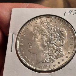 1921  MS  + Morgan silver dollar