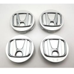 Honda Gloss Silver Wheel Rim Center Caps Chrome Logo For Honda 69MM/2.75  4 pcs