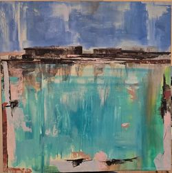 Turquoise Horizon Painting.