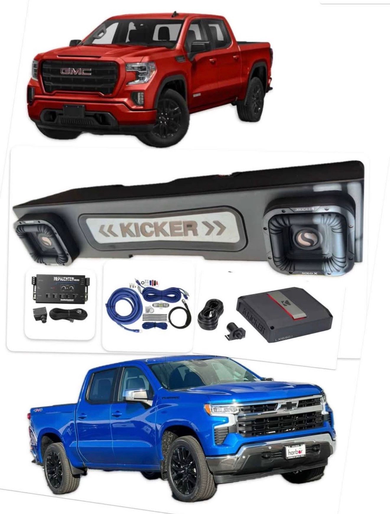 New Bass Package Kicker Solo X 8” Custom Box For SILVERADO SIERRA 2019-up