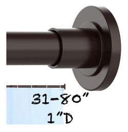 Bronze Shower Curtain Rod 31 to 80 Inch,1 Inch Diameter Adjustable Spring Tension Stainless Steel Telescoping Rod,Easy Install,No Rust
