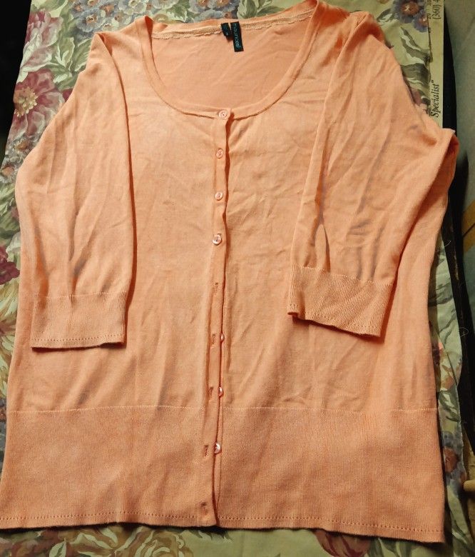Peach Plus Size Women's Cardigan 3/4 Sleeves